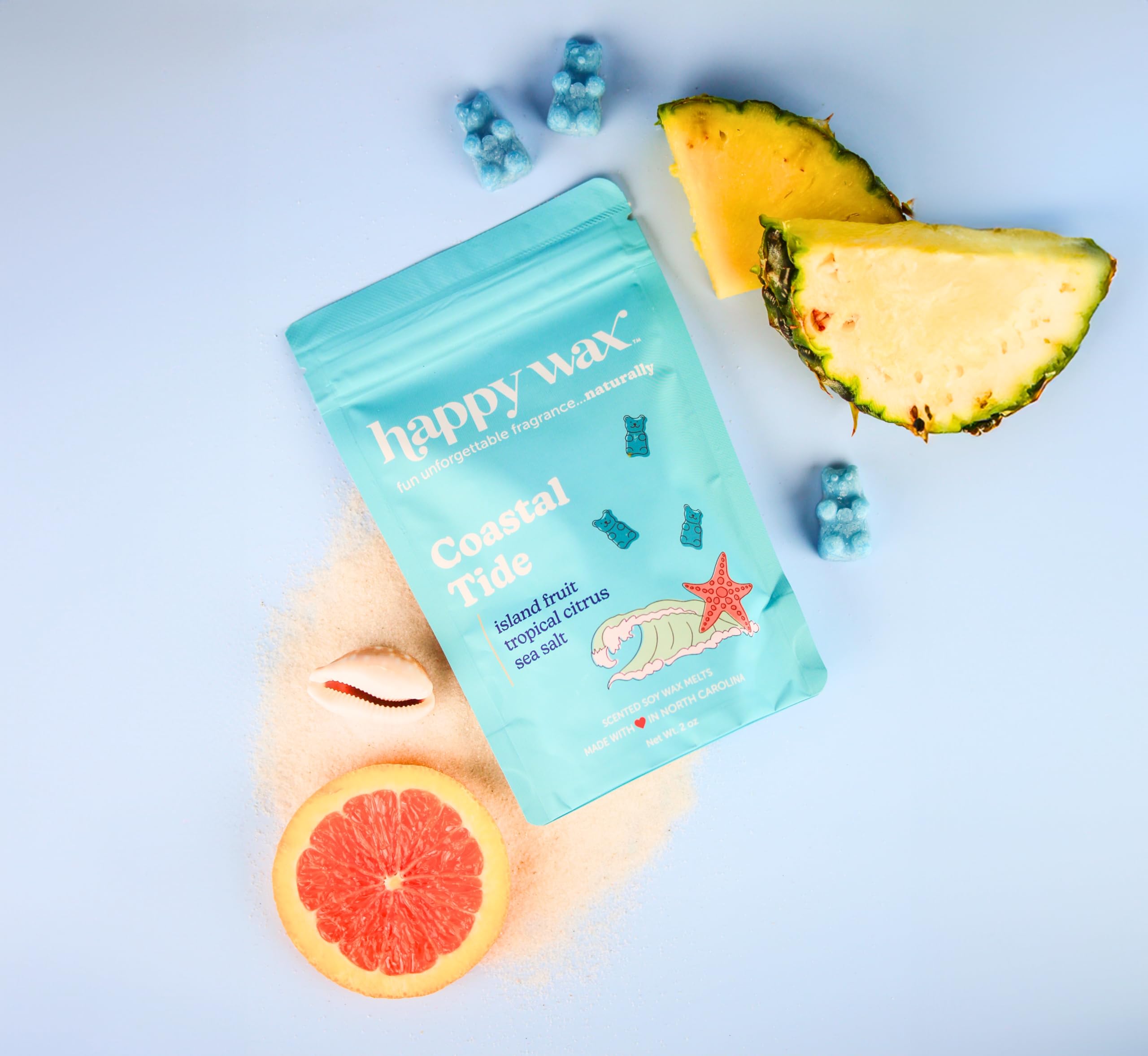 Happy Wax Beach Mix Premium Scented Natural, Non Toxic Soy Wax Melts - 6 Total Oz. of Scented Wax Melts. Includes: Pina Colada,